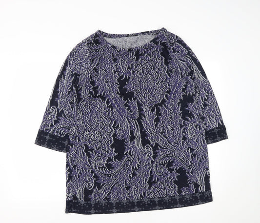 F&F Womens Blue Round Neck Geometric Polyester Pullover Jumper Size 18
