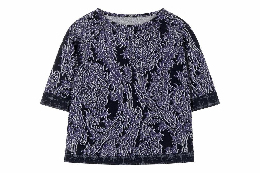 F&F Womens Blue Round Neck Geometric Polyester Pullover Jumper Size 18
