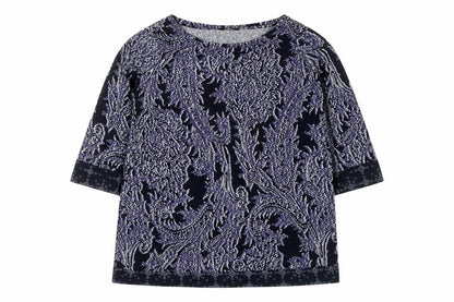 F&F Womens Blue Round Neck Geometric Polyester Pullover Jumper Size 18