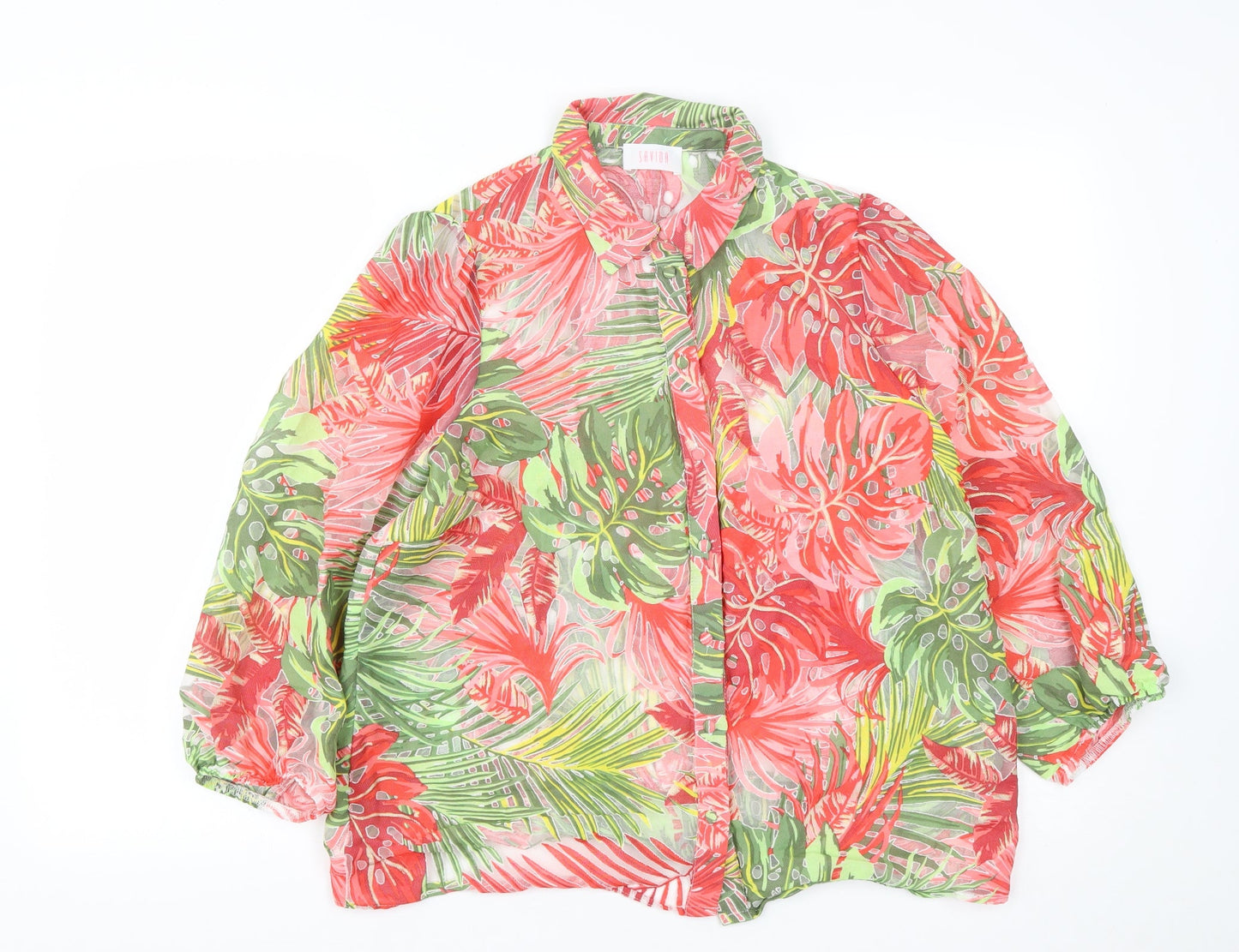 Savida  Womens Multicoloured Geometric Polyester Basic Button-Up Size M Collared