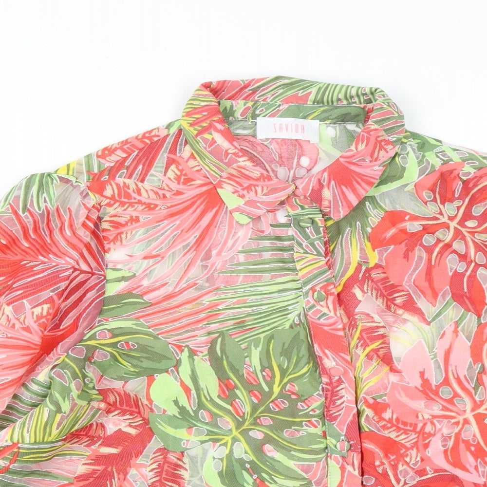 Savida  Womens Multicoloured Geometric Polyester Basic Button-Up Size M Collared