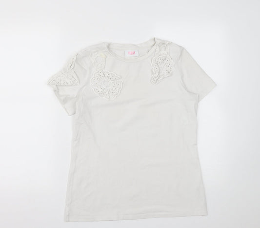 Savida Womens White  Cotton Basic T-Shirt Size S Round Neck