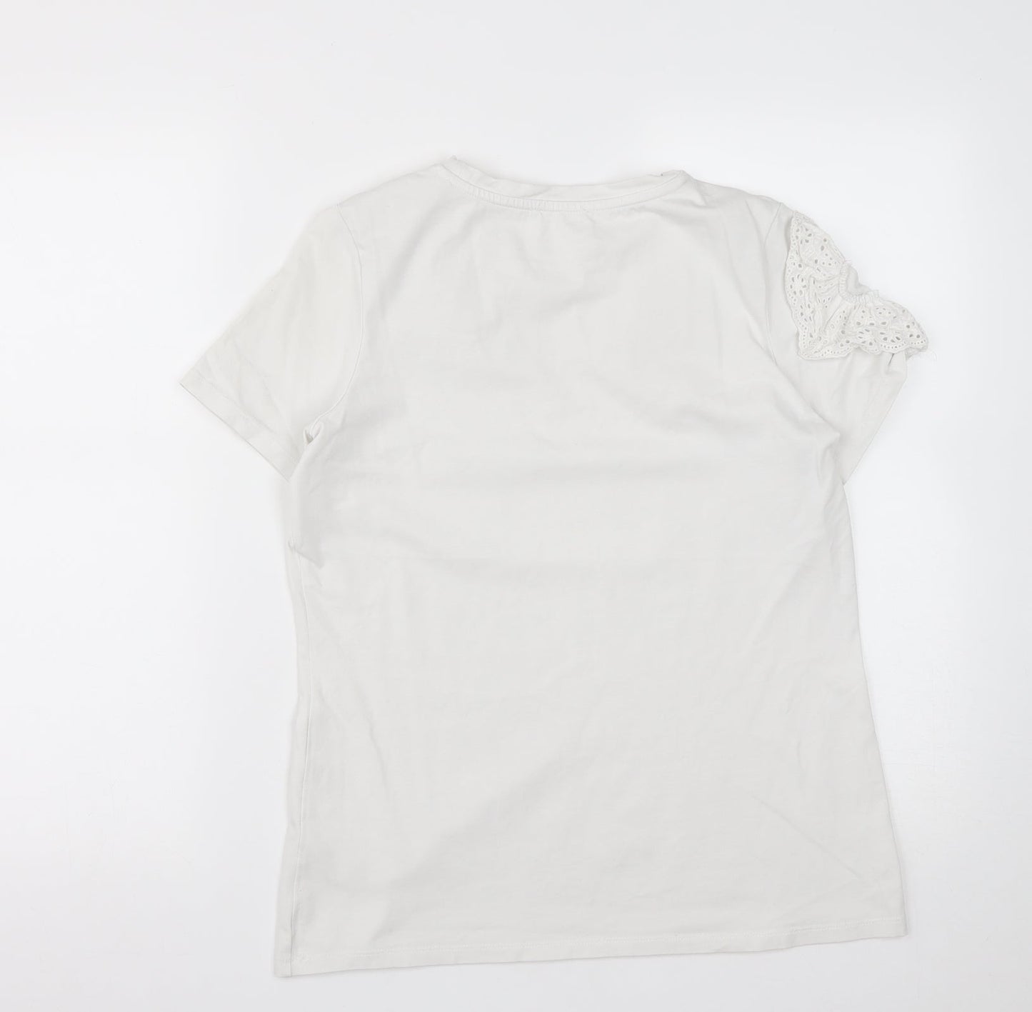 Savida Womens White  Cotton Basic T-Shirt Size S Round Neck