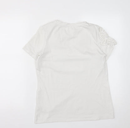 Savida Womens White  Cotton Basic T-Shirt Size S Round Neck