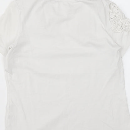 Savida Womens White  Cotton Basic T-Shirt Size S Round Neck