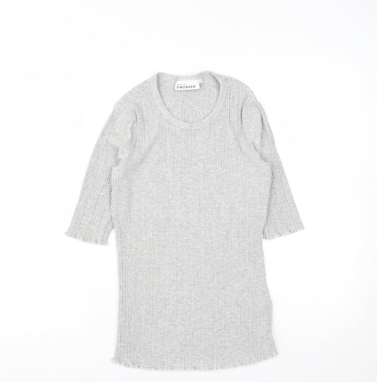 Karen By Simonsen Womens Grey  Viscose Basic T-Shirt Size M Round Neck