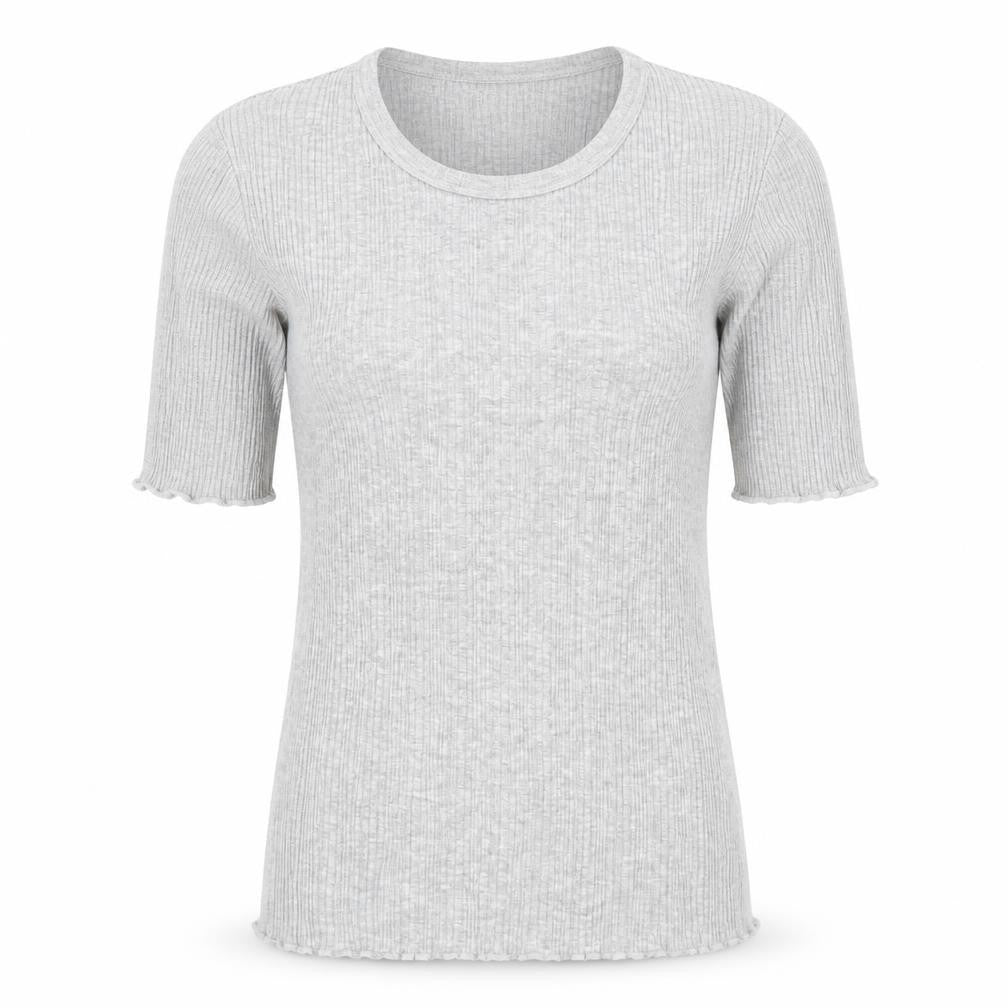 Karen By Simonsen Womens Grey  Viscose Basic T-Shirt Size M Round Neck