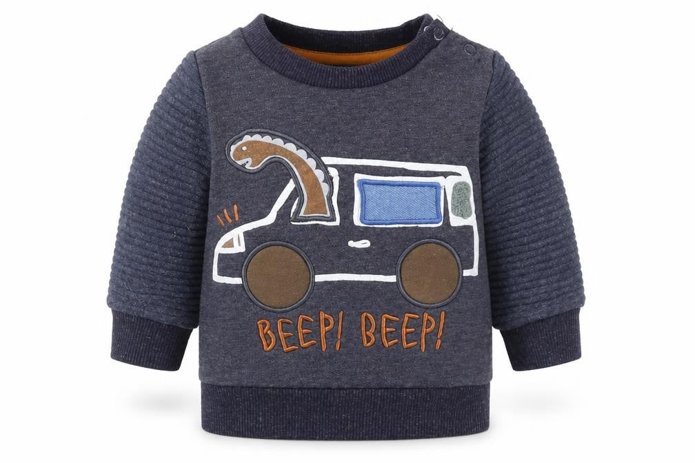 Primark Boys Grey  Polyester Pullover Jumper Size 0-3 Months  Snap - Car