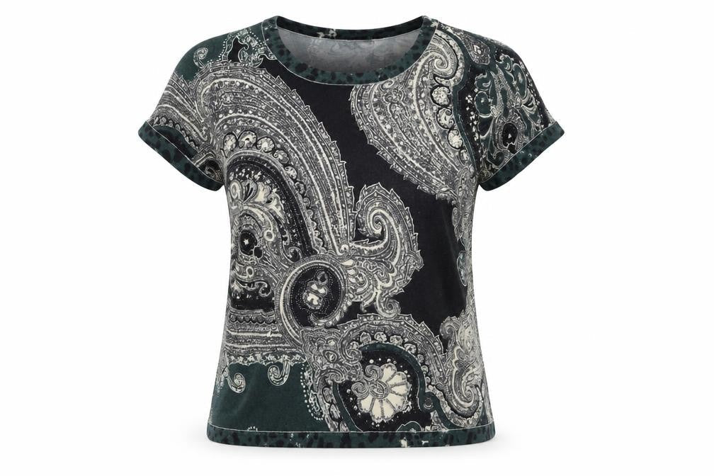 Cristina Womens Multicoloured Round Neck Geometric Rayon Pullover Jumper Size M   - M/L