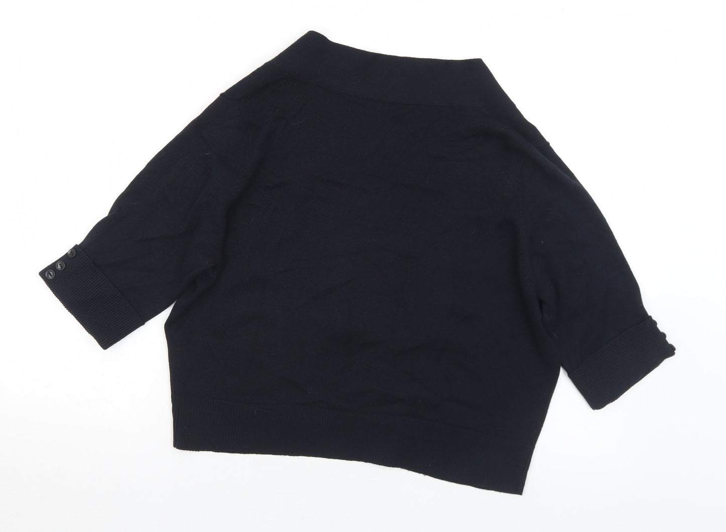 BHS Womens Black V-Neck  Viscose Cardigan Jumper Size 14