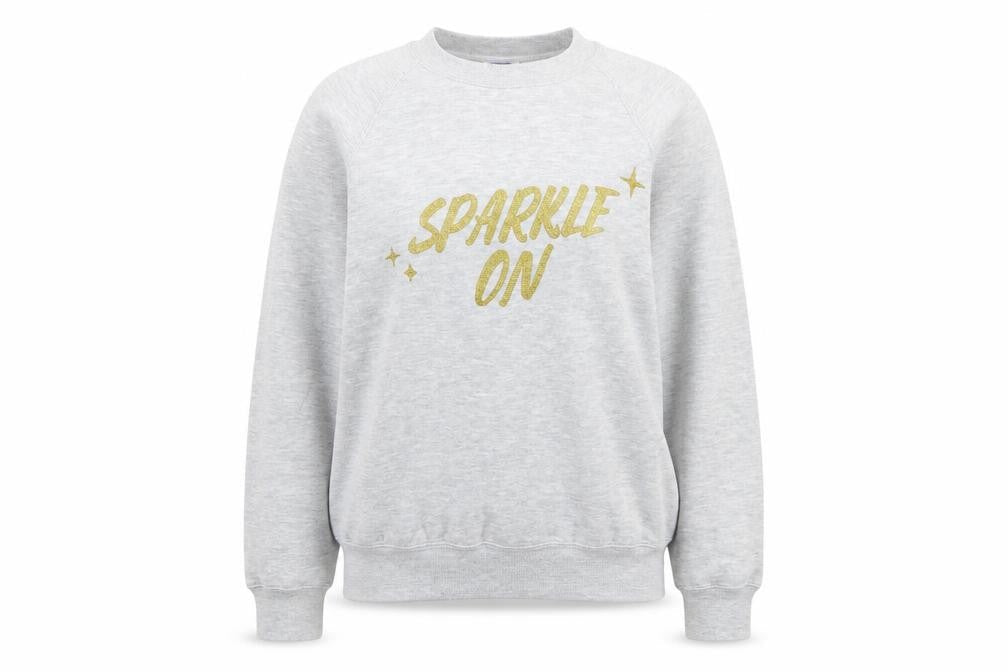Russell Womens Grey  Cotton Pullover Sweatshirt Size S   - Sparkle On