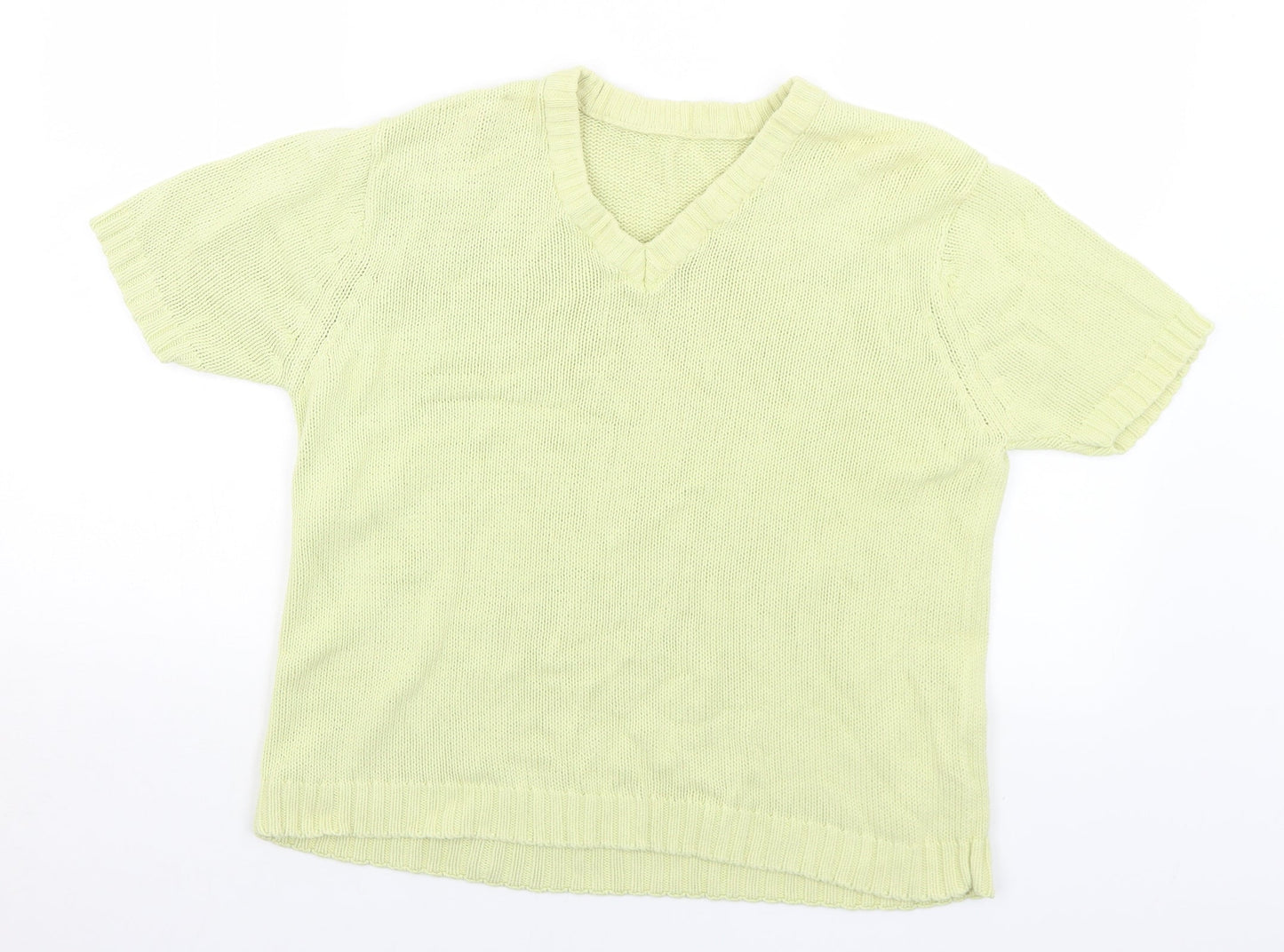 Preworn Womens Yellow V-Neck  Cotton Pullover Jumper Size 14   - 14-16