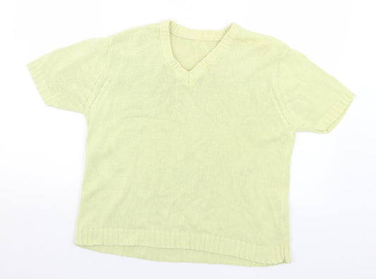 Preworn Womens Yellow V-Neck  Cotton Pullover Jumper Size 14   - 14-16