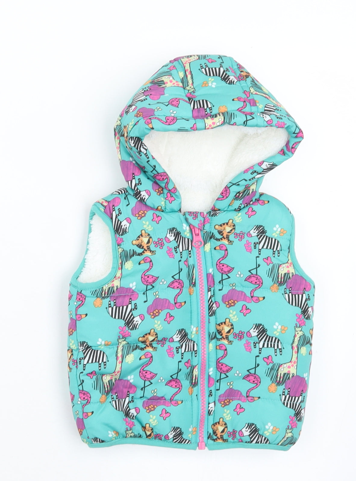 Dunnes Stores Girls Multicoloured Geometric  Gilet Coat Size 3-6 Months   Zip - Animals