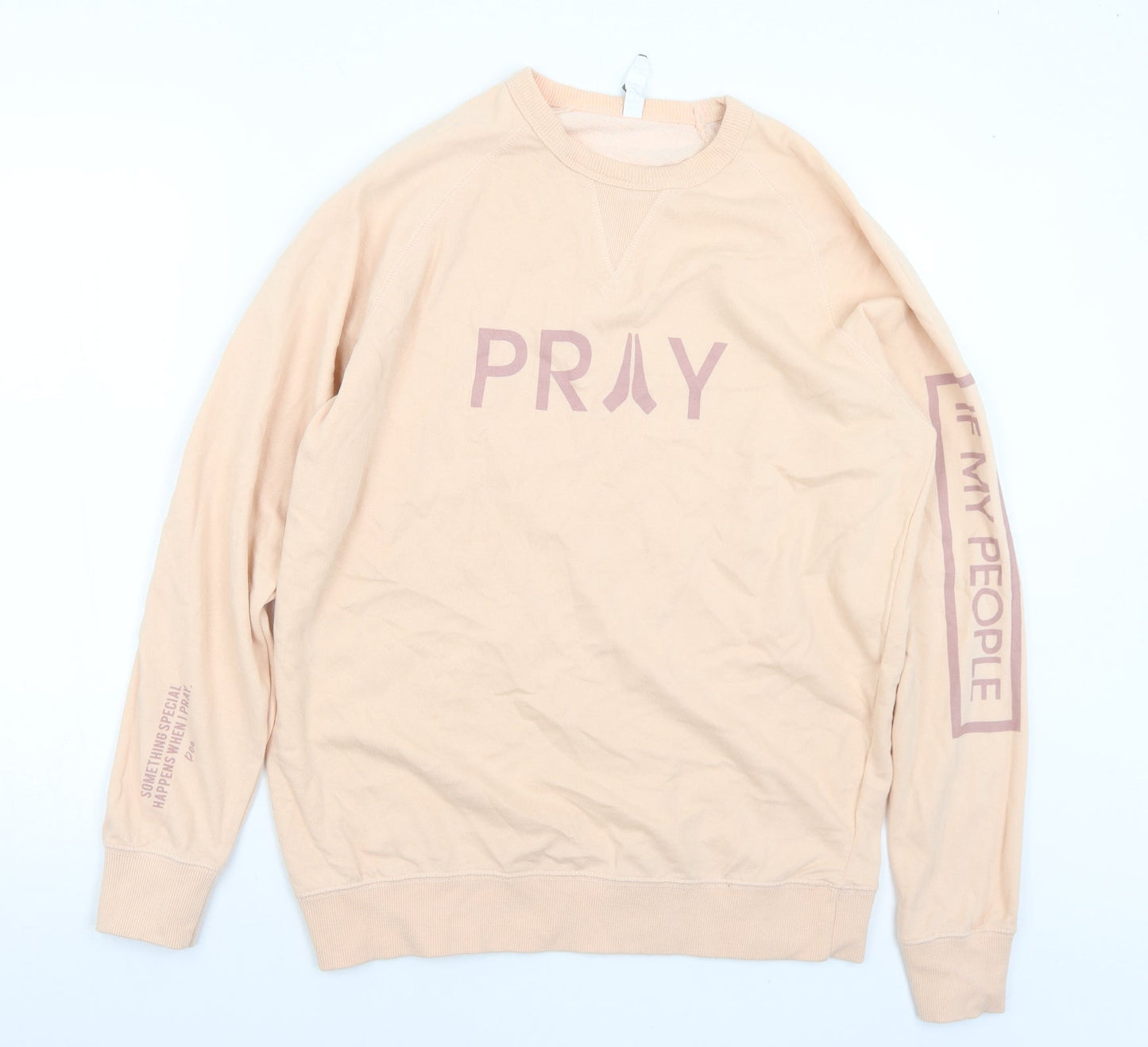 Cotton Heritage Womens Pink  Cotton Pullover Sweatshirt Size L   - Pray