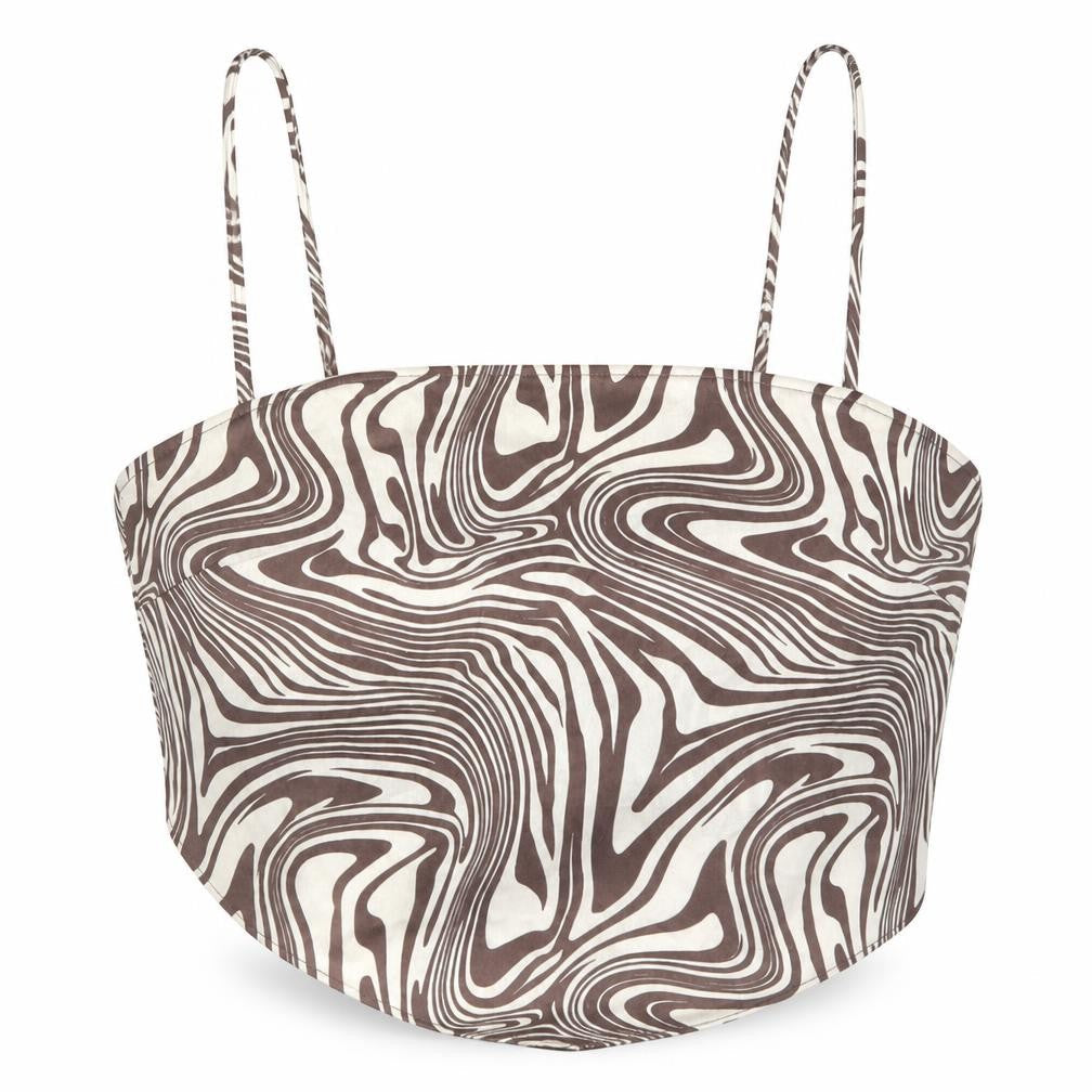 Primark Womens Brown Geometric Polyester Cropped Tank Size 12 Square Neck