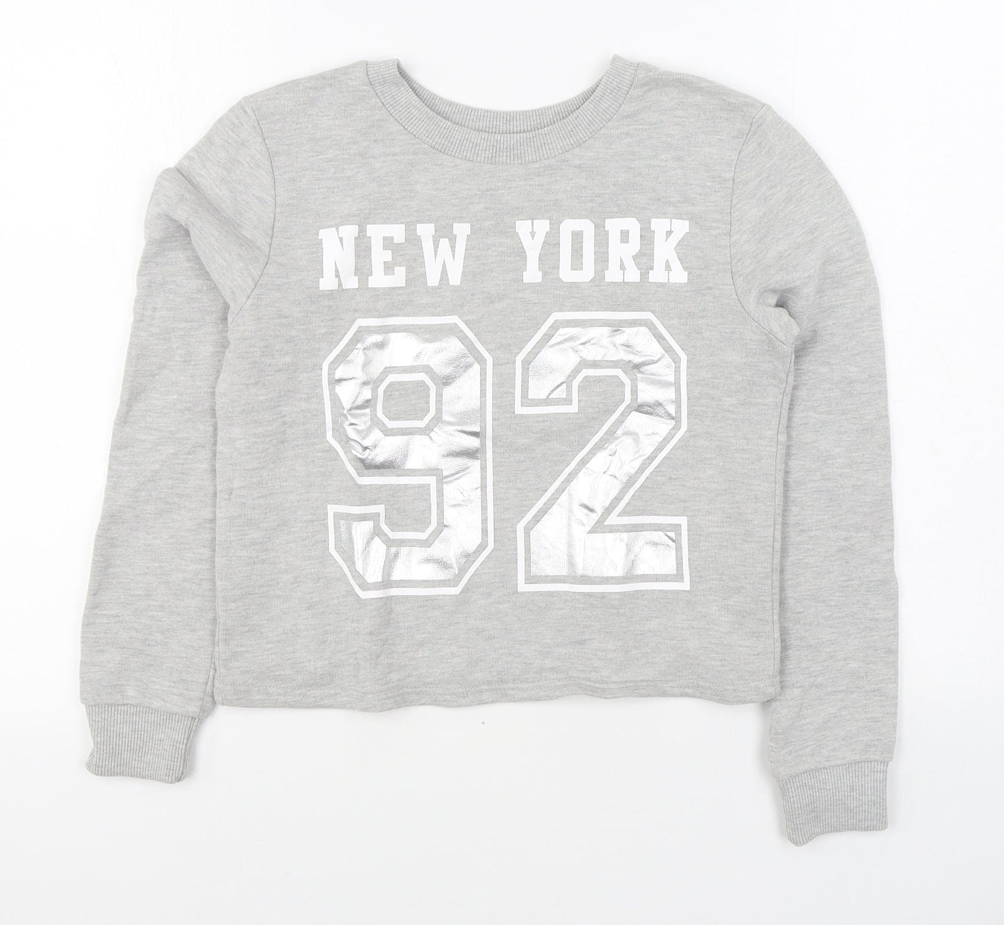 Miss Selfridge Womens Grey  Cotton Pullover Sweatshirt Size 6  Pullover