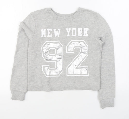 Miss Selfridge Womens Grey  Cotton Pullover Sweatshirt Size 6  Pullover