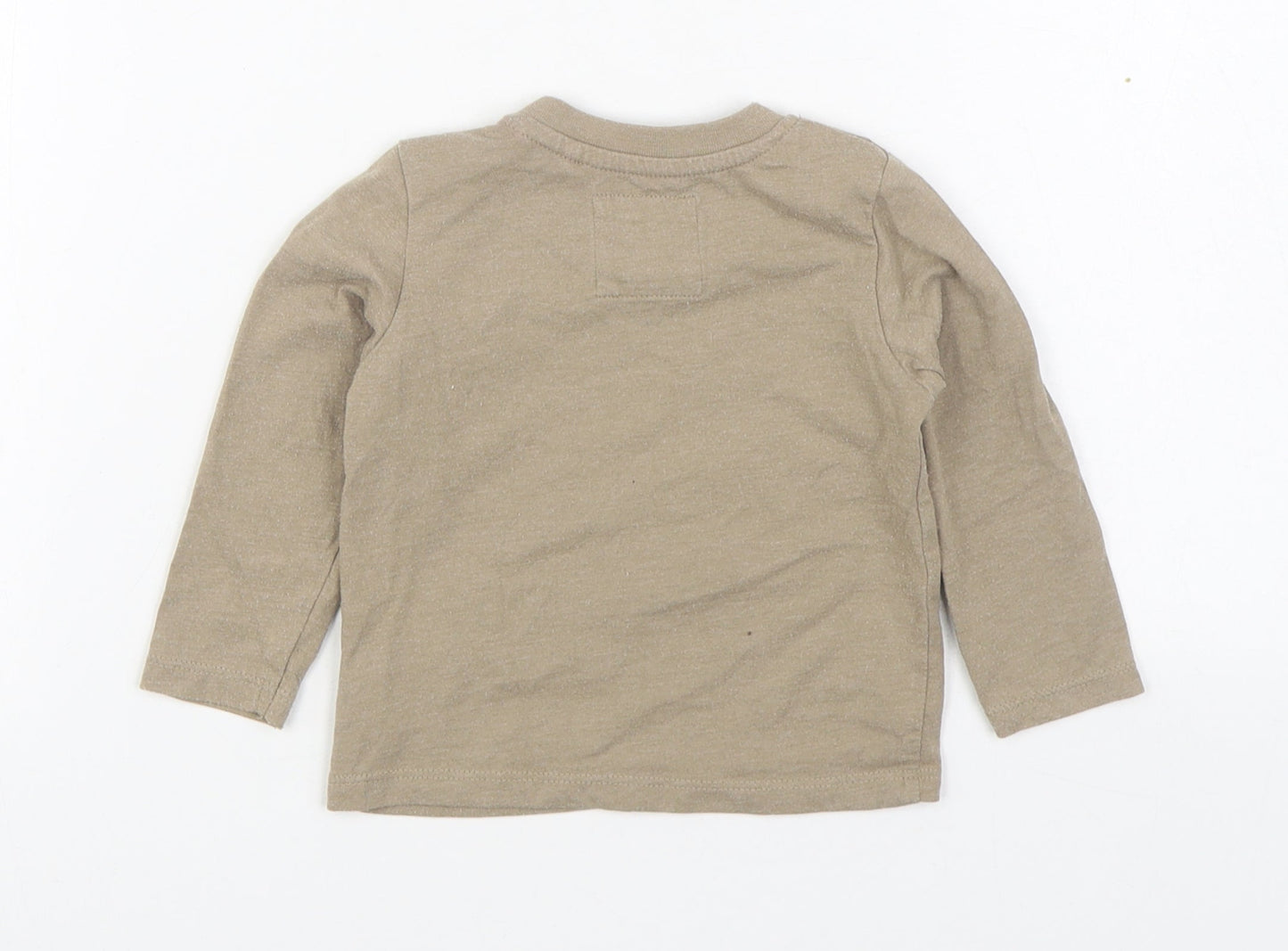 TU Baby Brown  Cotton Basic T-Shirt Size 6-9 Months Round Neck Pullover