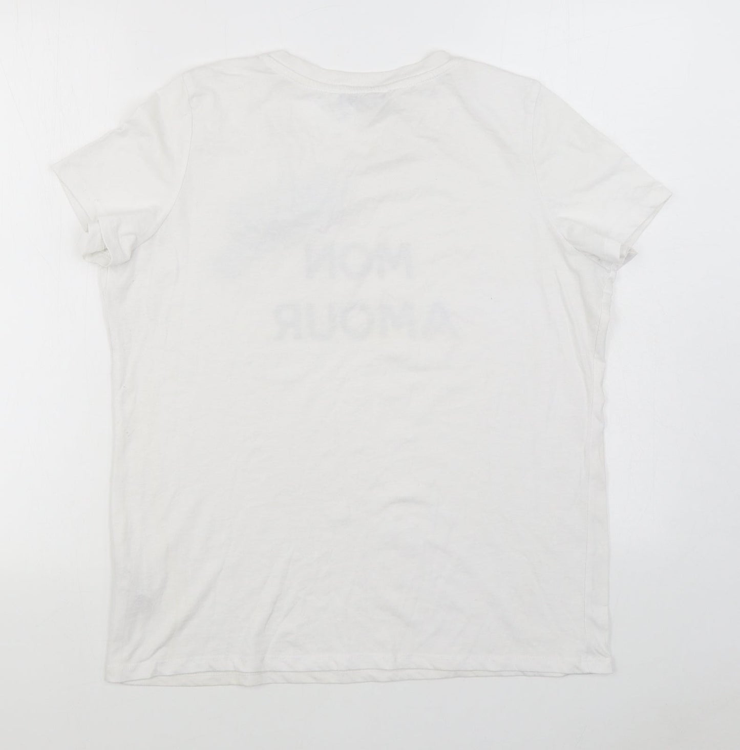 By Very Womens White  Cotton Basic T-Shirt Size 14 Round Neck