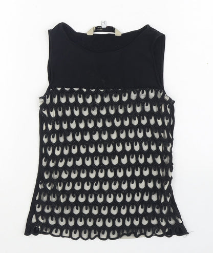 Principles Womens Black  Polyester Basic T-Shirt Size 6 Boat Neck