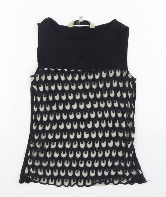 Principles Womens Black  Polyester Basic T-Shirt Size 6 Boat Neck