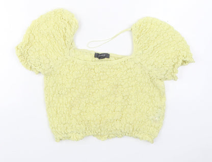 Primark Womens Yellow  Polyamide Basic Blouse Size M Square Neck