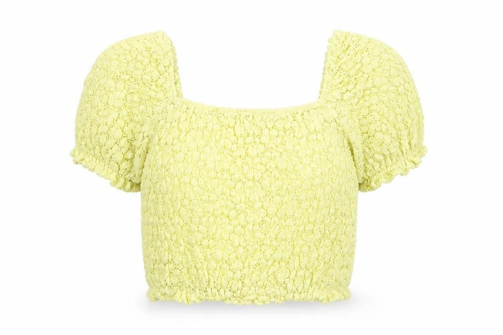 Primark Womens Yellow  Polyamide Basic Blouse Size M Square Neck