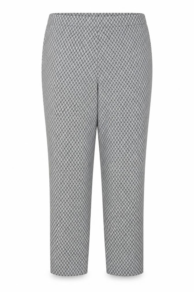 Preworn Womens Grey Geometric Viscose Chino Trousers Size 16 L22 in Regular