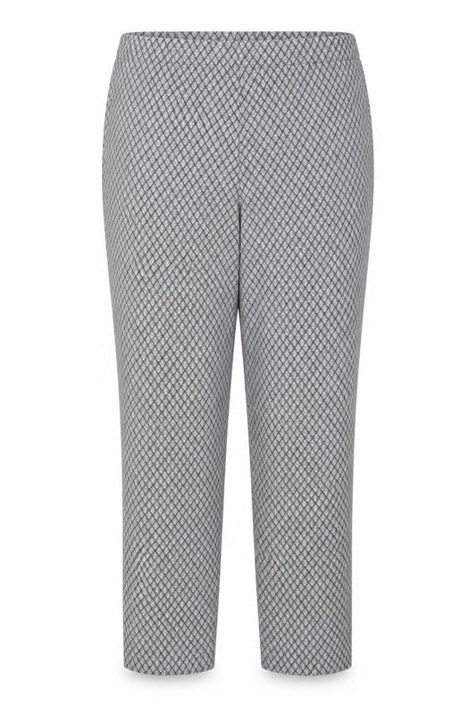 Preworn Womens Grey Geometric Viscose Chino Trousers Size 16 L22 in Regular