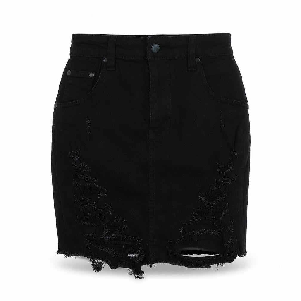 PRETTYLITTLETHING Womens Black  Cotton Mini Skirt Size 6