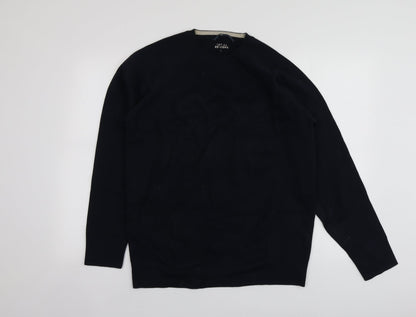 Dunnes Womens Blue Round Neck  Cotton Pullover Jumper Size L