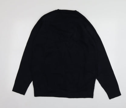 Dunnes Womens Blue Round Neck  Cotton Pullover Jumper Size L