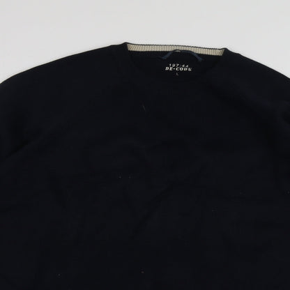 Dunnes Womens Blue Round Neck  Cotton Pullover Jumper Size L