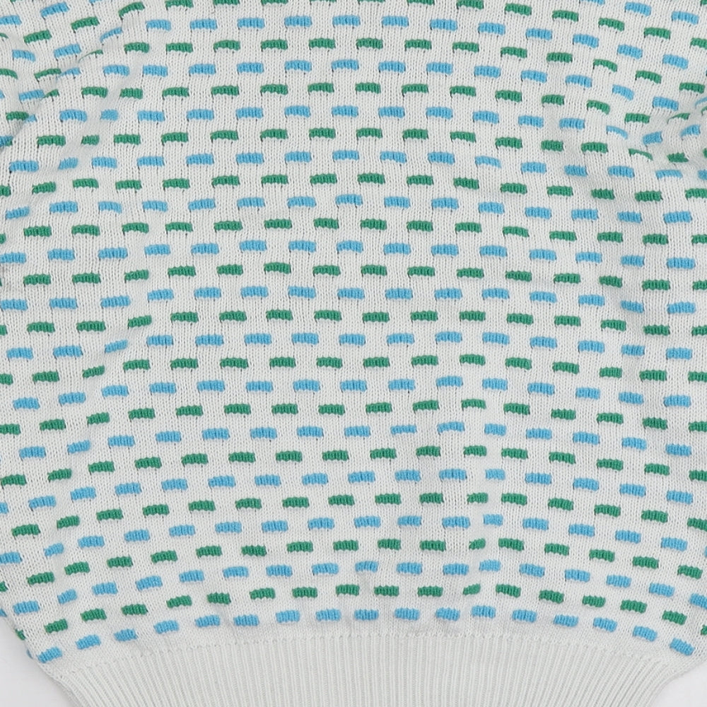 Ciao Mens White Round Neck Geometric Acrylic Pullover Jumper Size S
