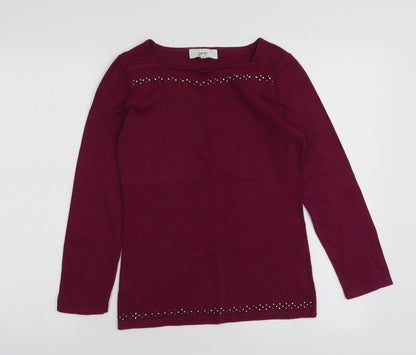 Next Womens Purple Square Neck  Cotton Pullover Jumper Size 6