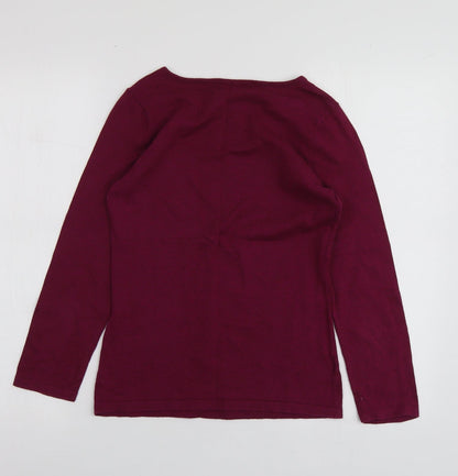 Next Womens Purple Square Neck  Cotton Pullover Jumper Size 6