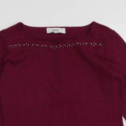 Next Womens Purple Square Neck  Cotton Pullover Jumper Size 6