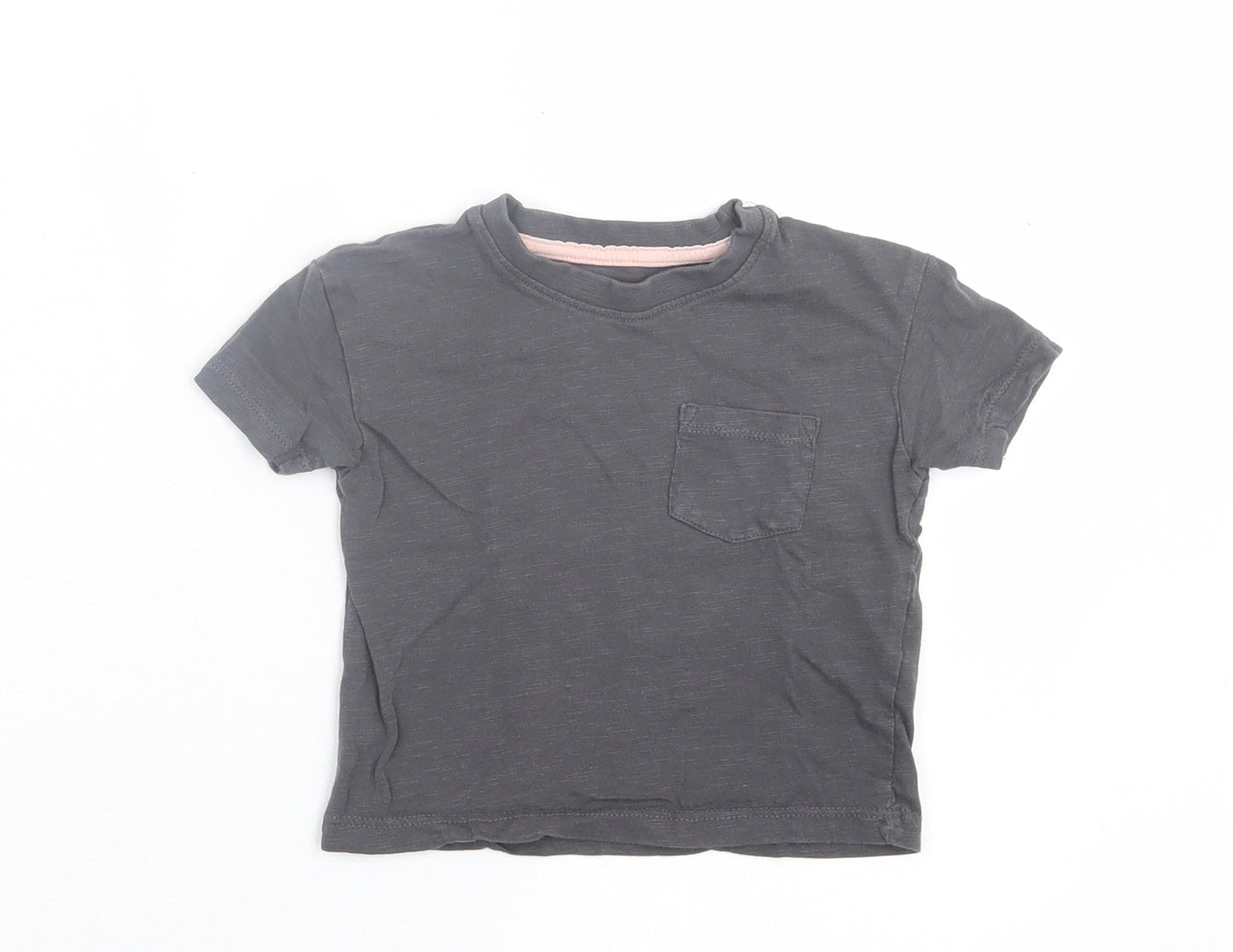 Primark Girls Grey  Cotton Basic T-Shirt Size 9-12 Months Crew Neck Pullover
