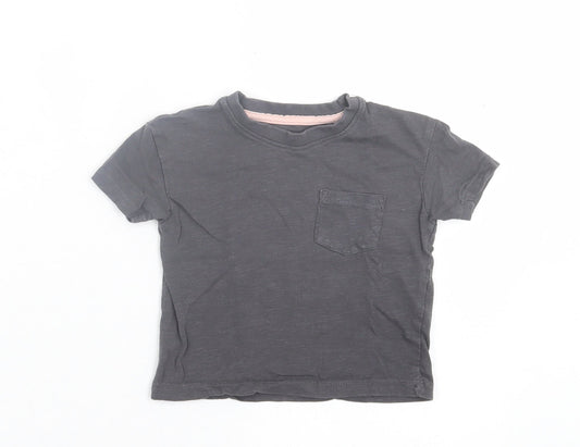 Primark Girls Grey  Cotton Basic T-Shirt Size 9-12 Months Crew Neck Pullover