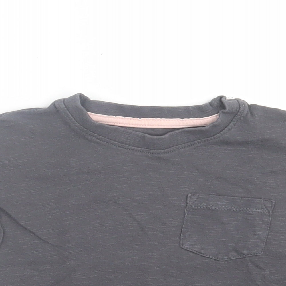 Primark Girls Grey  Cotton Basic T-Shirt Size 9-12 Months Crew Neck Pullover