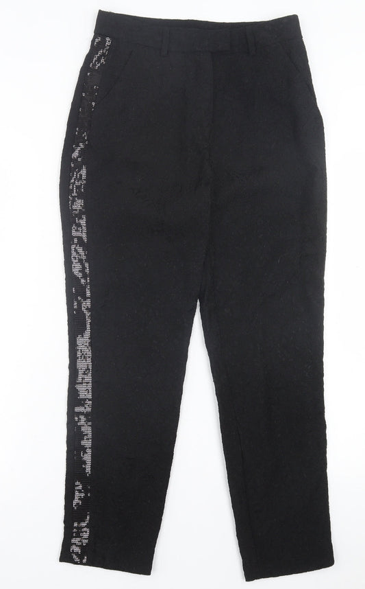 Idano Womens Black  Nylon Trousers  Size 8 L26 in Regular Hook & Eye