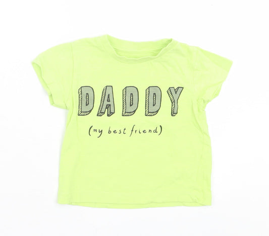 Matalan Boys Green  Cotton Basic T-Shirt Size 9-12 Months Crew Neck Pullover