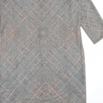 le mode Womens Grey Plaid Polyester A-Line  Size L  Crew Neck Pullover