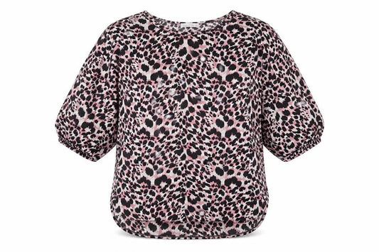 Papaya Womens Pink Animal Print Polyester Tunic T-Shirt Size 12 Crew Neck