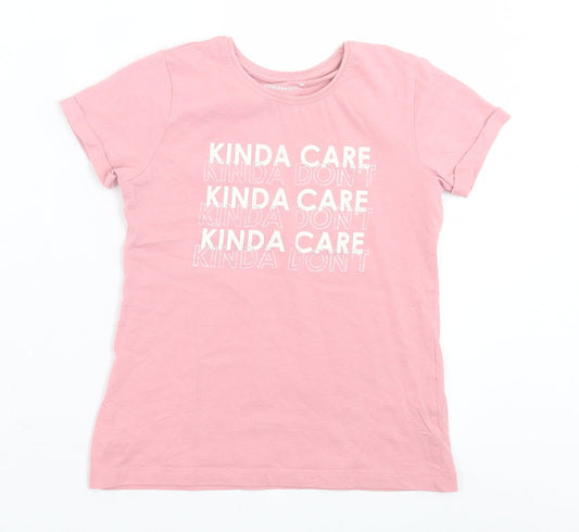 Primark Girls Pink  Cotton Basic T-Shirt Size 7-8 Years Crew Neck Pullover