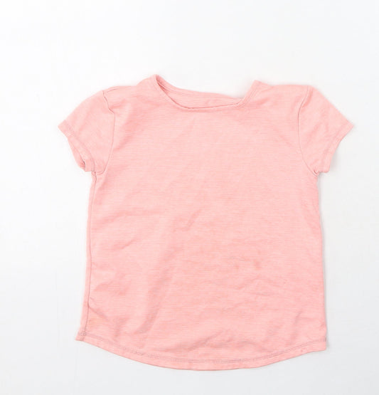 Dunnes Stores Boys Pink  Polyester Basic Casual Size 5-6 Years Round Neck