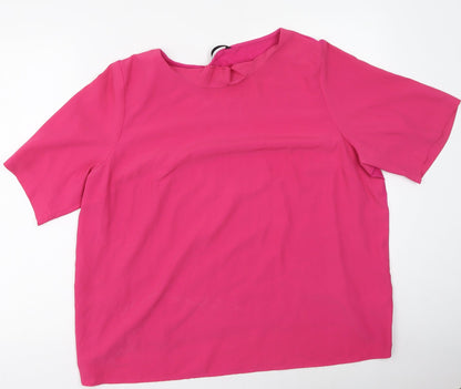 Dunnes Womens Pink  Polyester Basic T-Shirt Size XL Round Neck