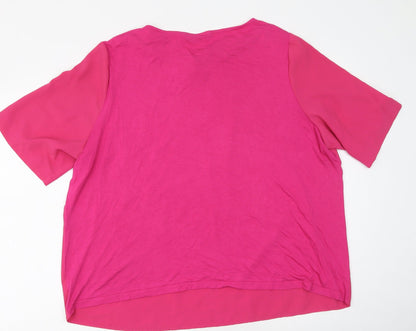 Dunnes Womens Pink  Polyester Basic T-Shirt Size XL Round Neck