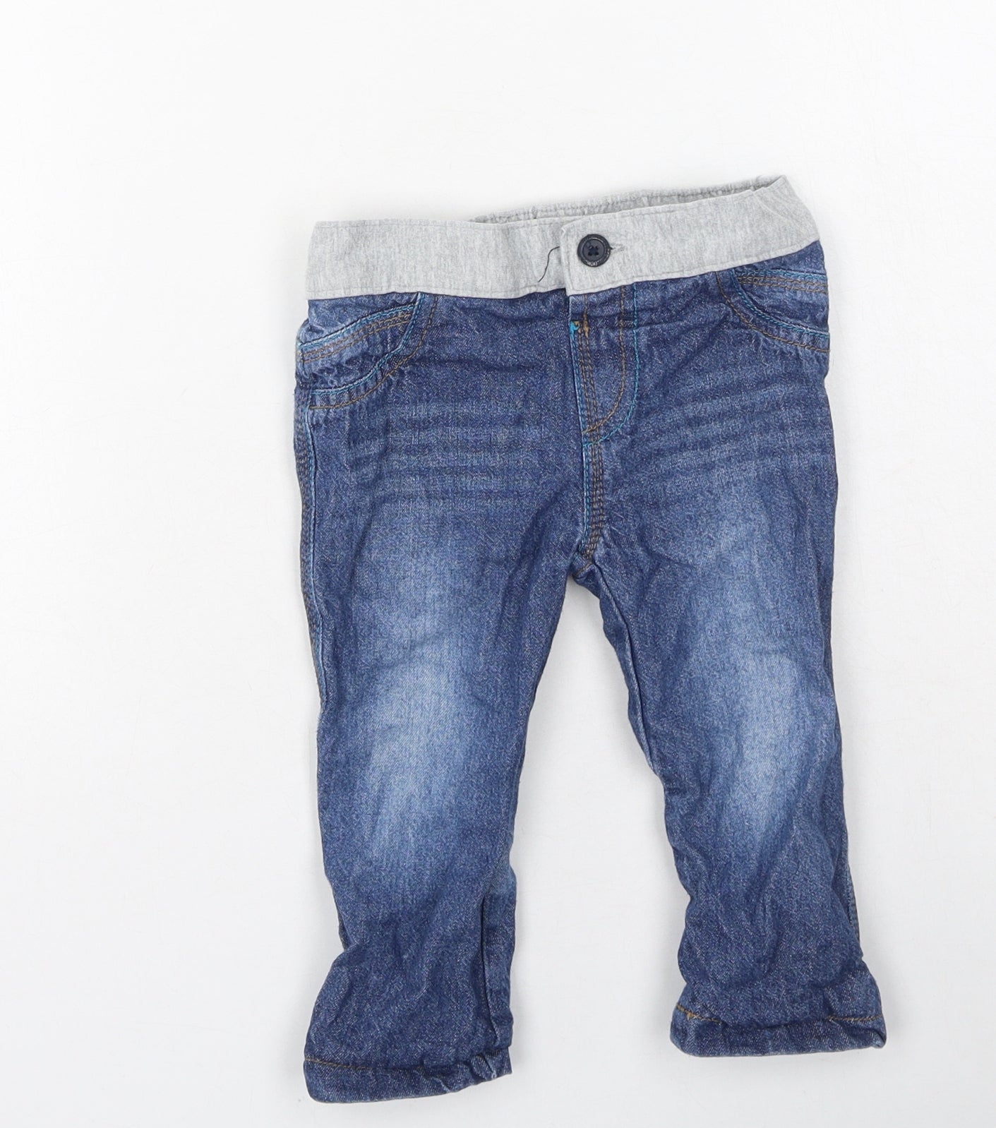 Rochas Boys Blue  Cotton Cargo Jeans Size 9-12 Months